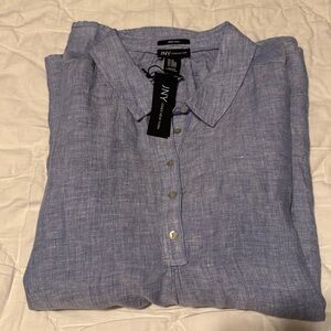 Jones New York Sky Blue Linen Shirt